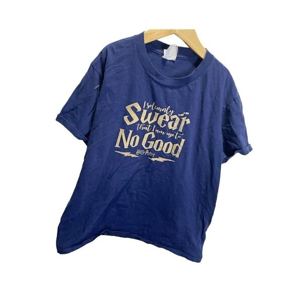 Harry Potter Hogwarts T-Shirt Size L Blue Short Sleeve Crewneck Cotton Youth - Picture 2 of 4